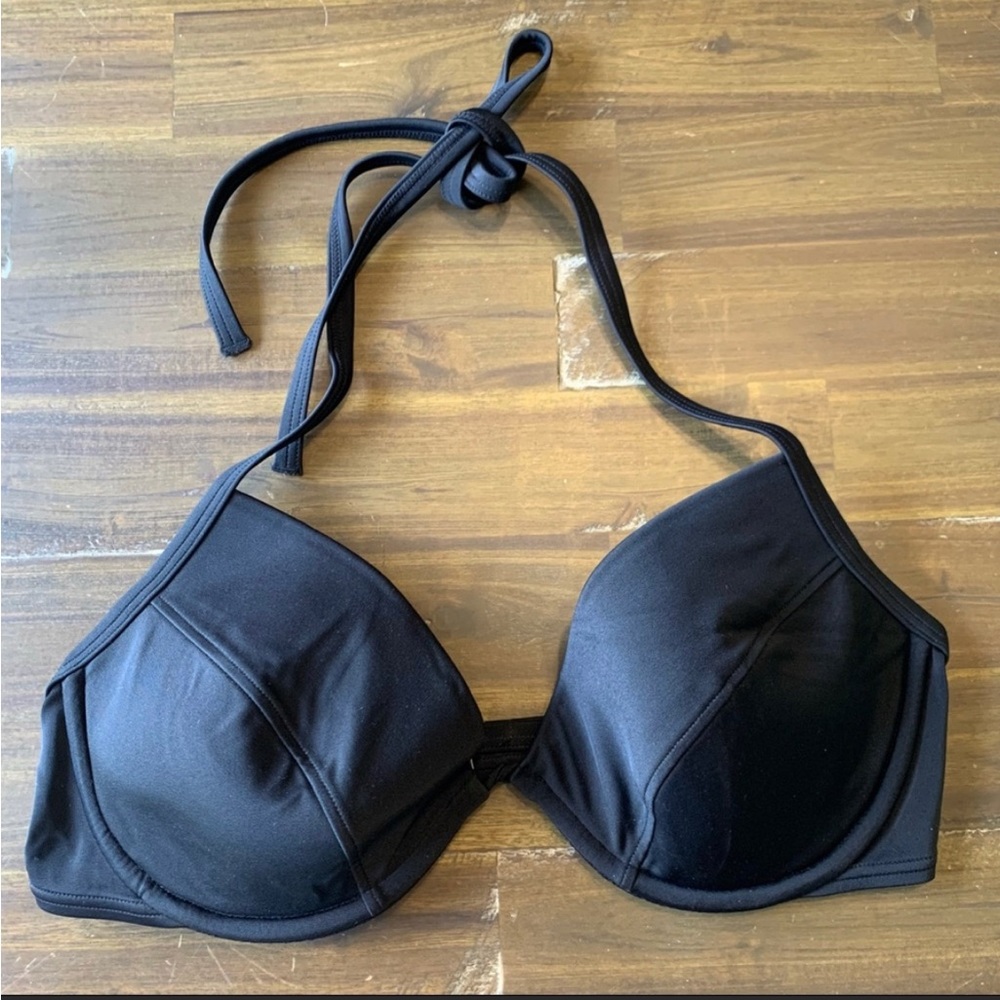 Victoria's Secret Halter Bikini Top All Black 36D